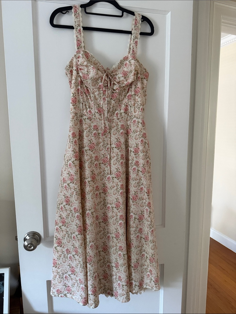 Windsor Cream Dress with Pink Floral Accents
